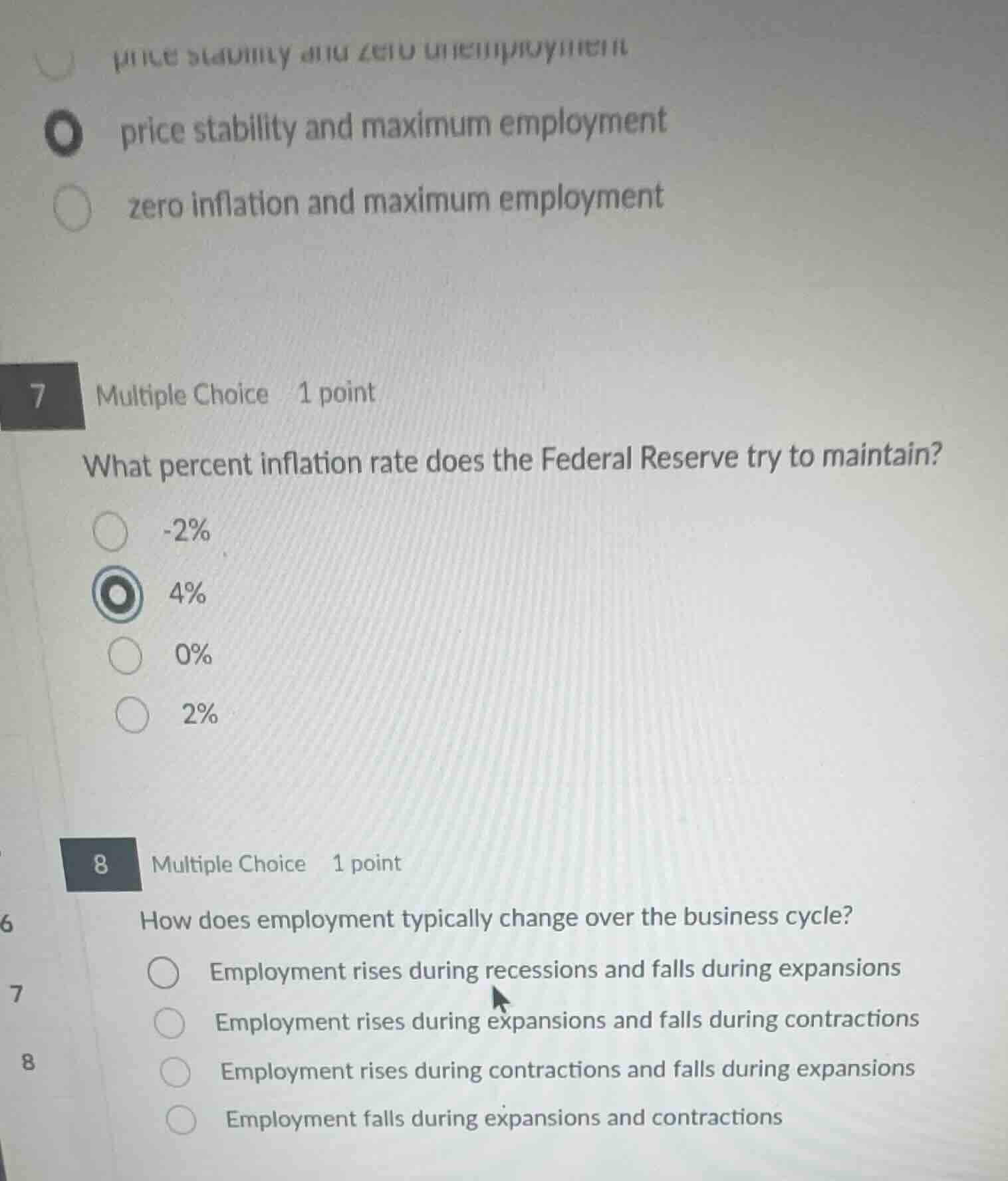 7 multiple choice 1 point what percent inflation rate does the federal …