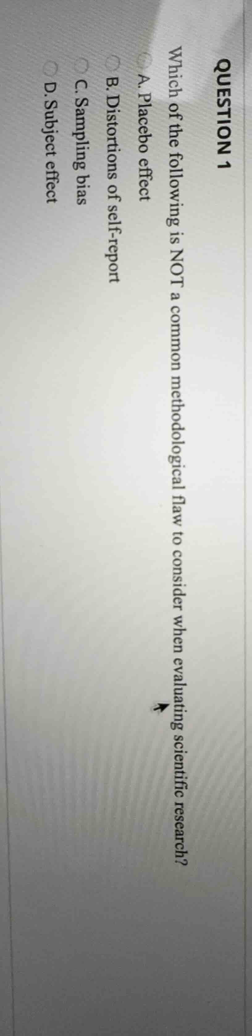 question 1 which of the following is not a common methodological flaw t…