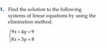 1. find the solution to the following systems of linear equations by us…