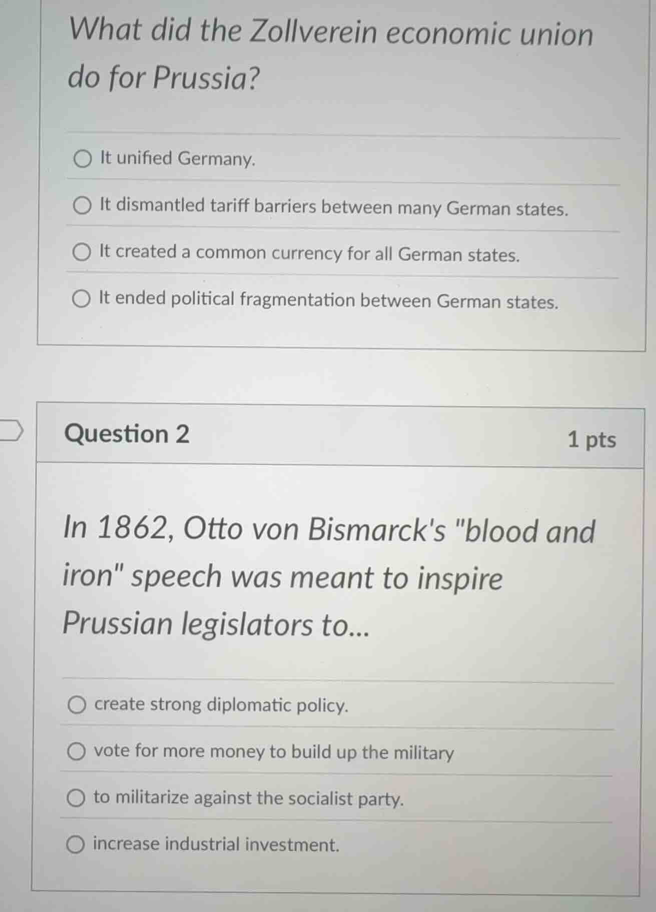 what did the zollverein economic union do for prussia? ○ it unified ger…