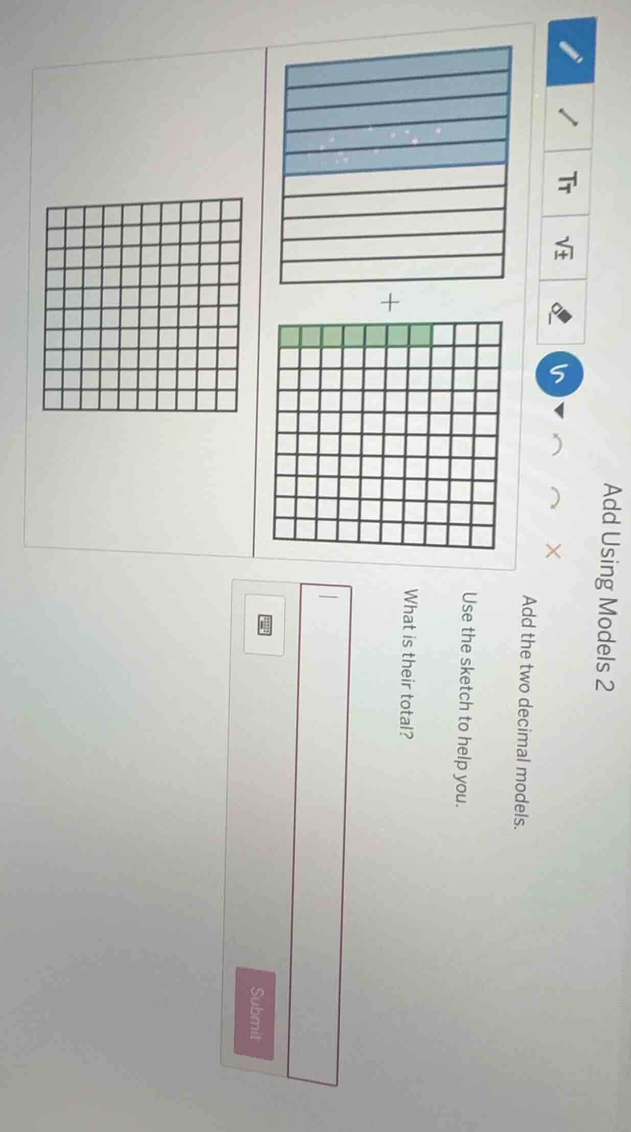 add using models 2 add the two decimal models. use the sketch to help y…