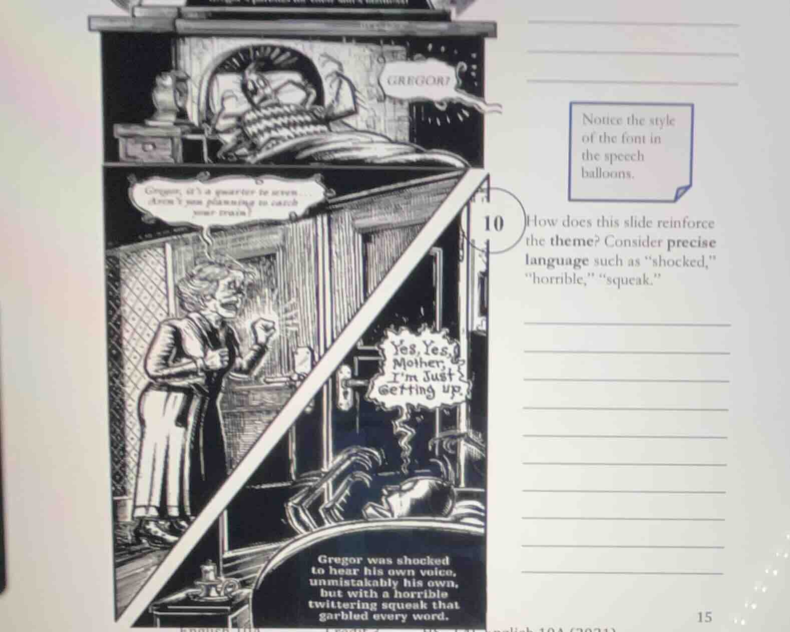 notice the style of the font in the speech balloons. 10 how does this s…