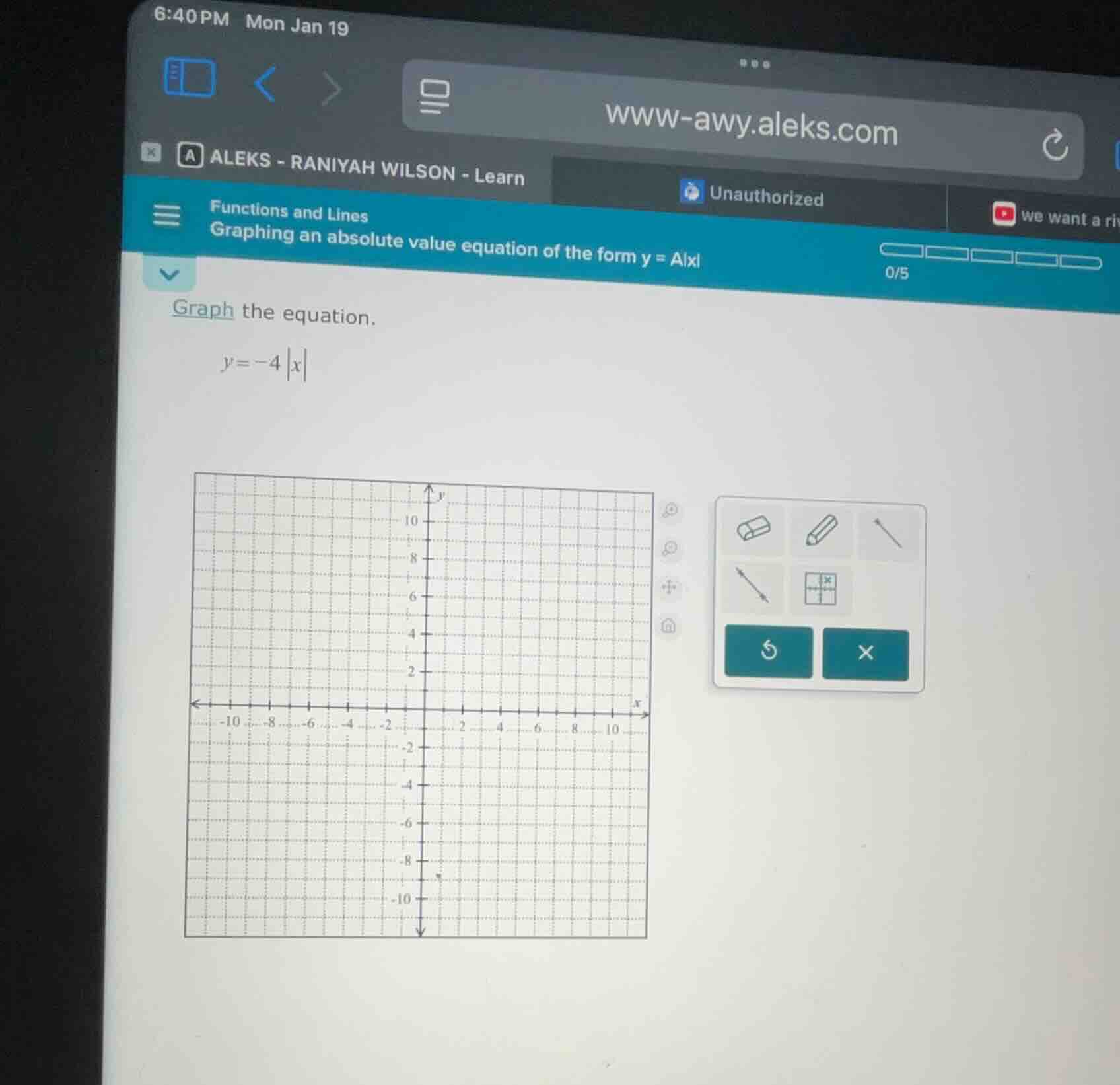 graph the equation. \\( y = -4|x| \\)