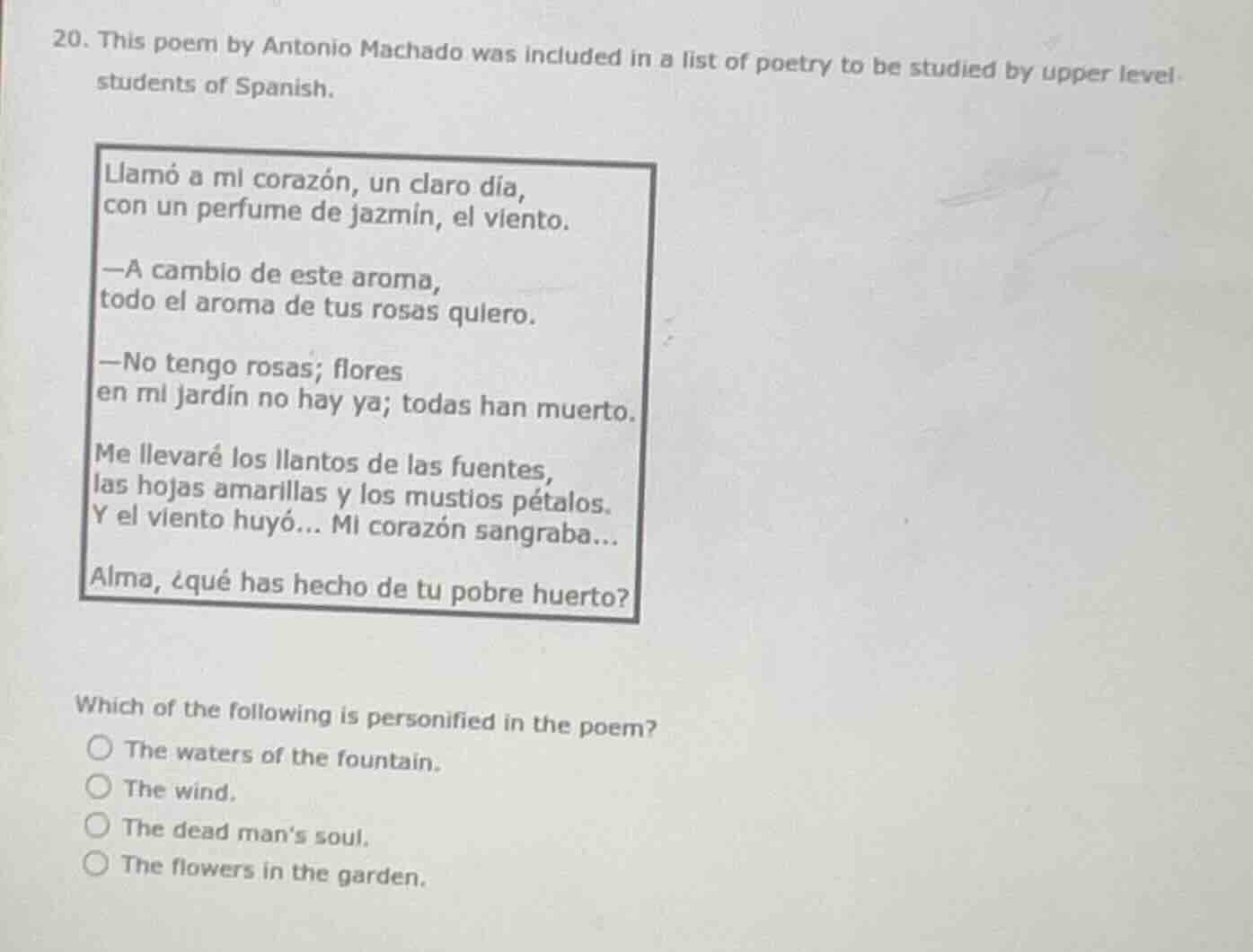 20. this poem by antonio machado was included in a list of poetry to be…