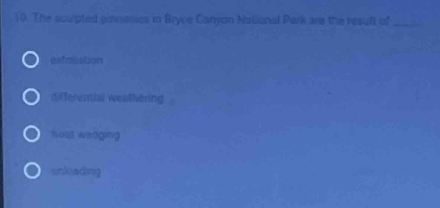 10. the sculpted pinnacles in bryce canyon national park are the result…