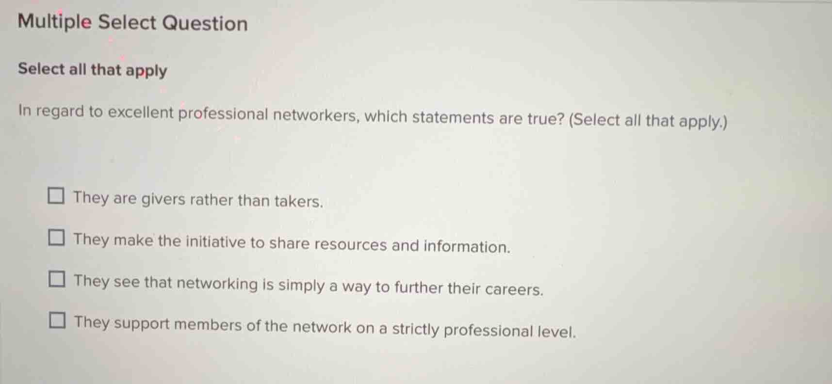 multiple select question select all that apply in regard to excellent p…