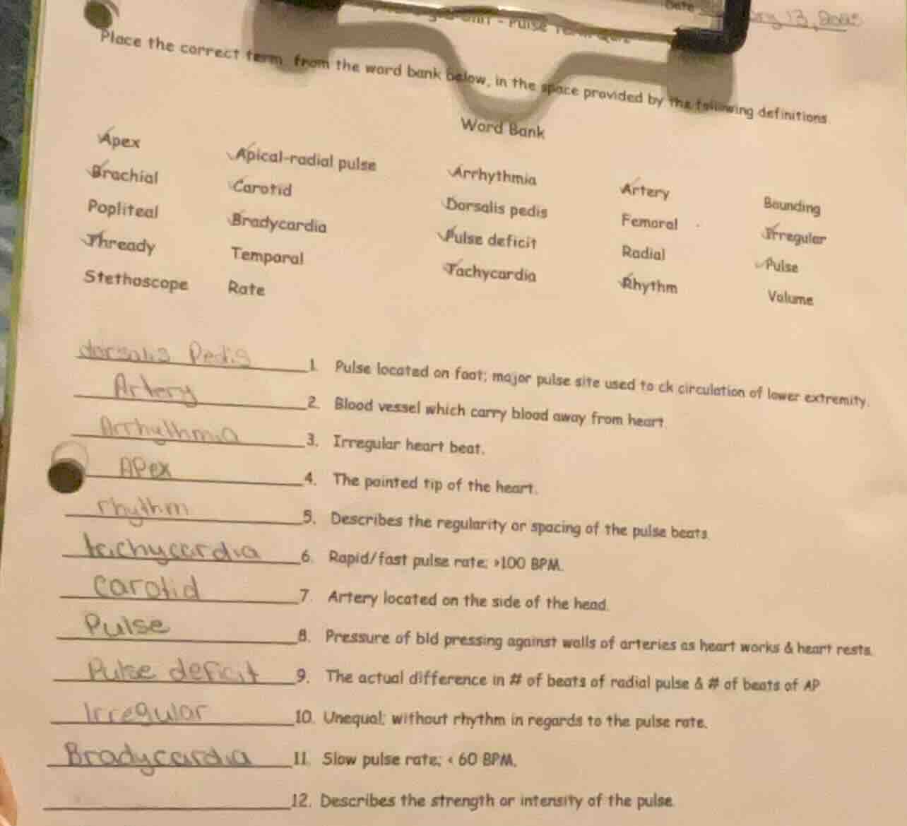 place the correct term from the word bank below, in the space provided …