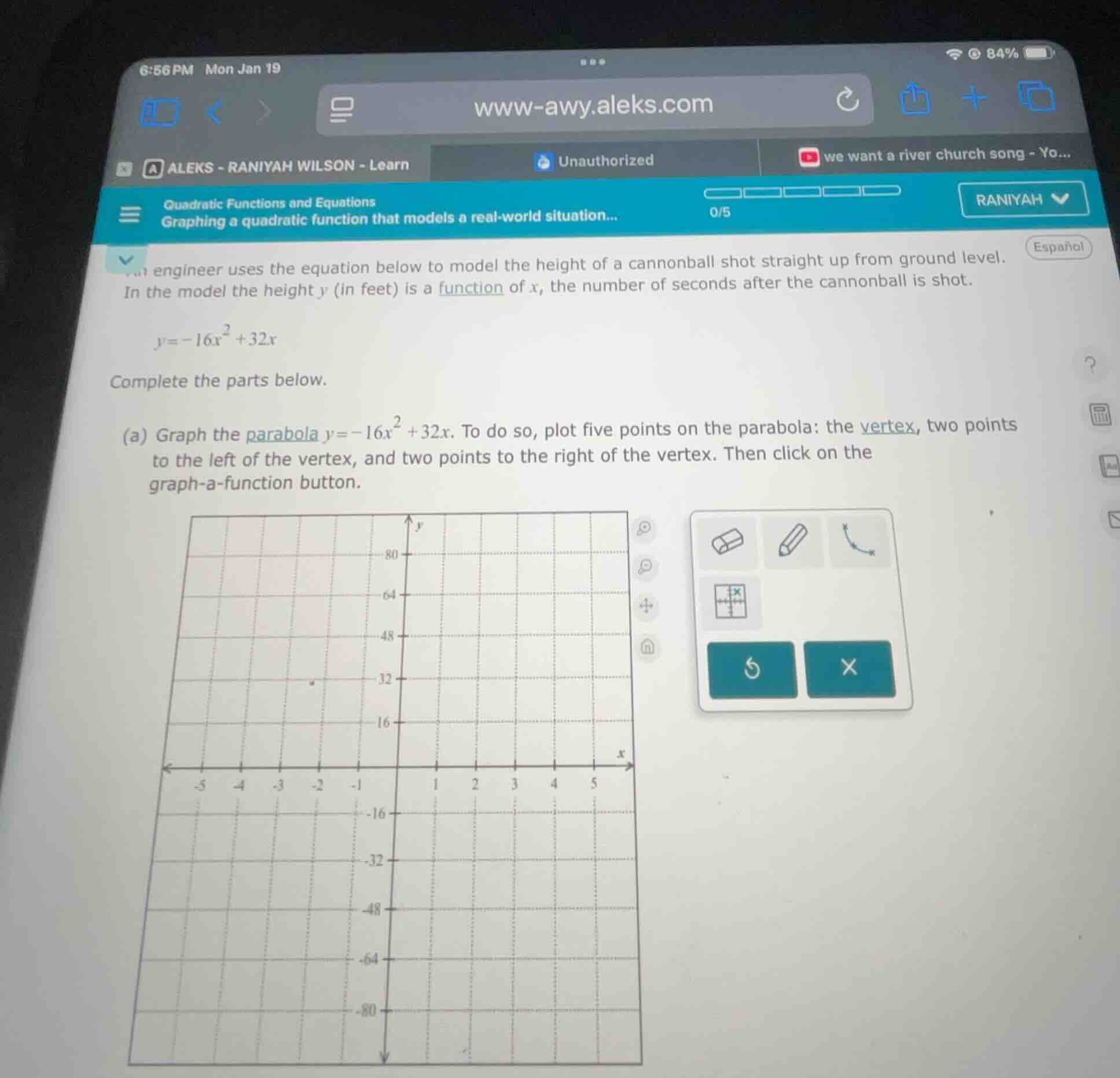 an engineer uses the equation below to model the height of a cannonball…