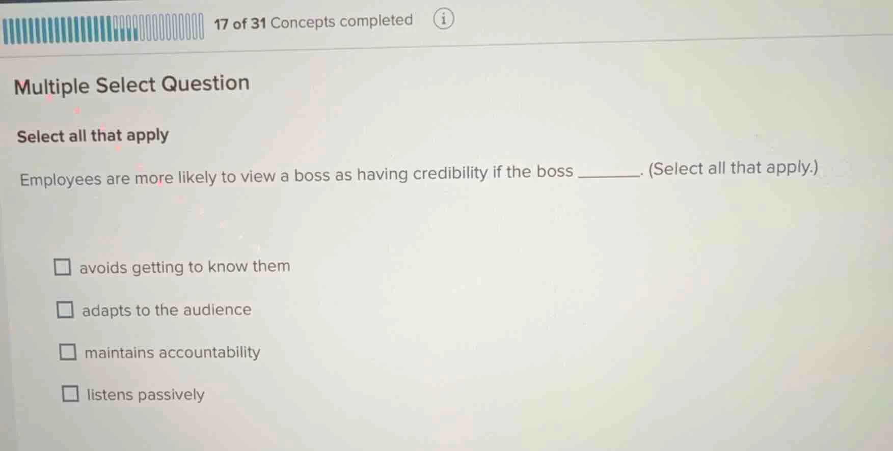 multiple select question select all that apply employees are more likel…