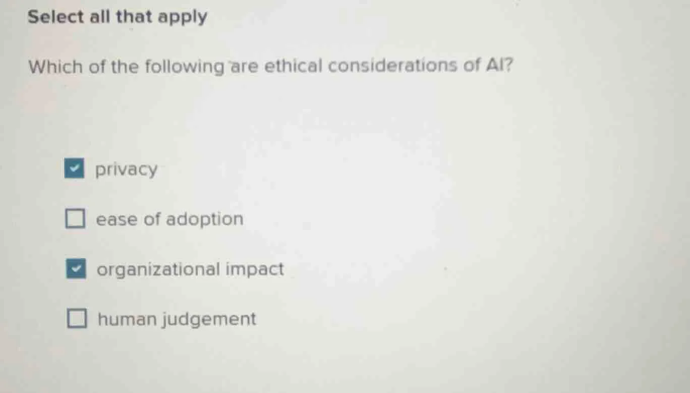 select all that apply which of the following are ethical considerations…