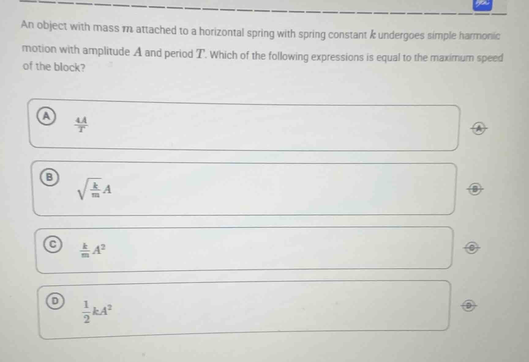 an object with mass ( m ) attached to a horizontal spring with spring c…