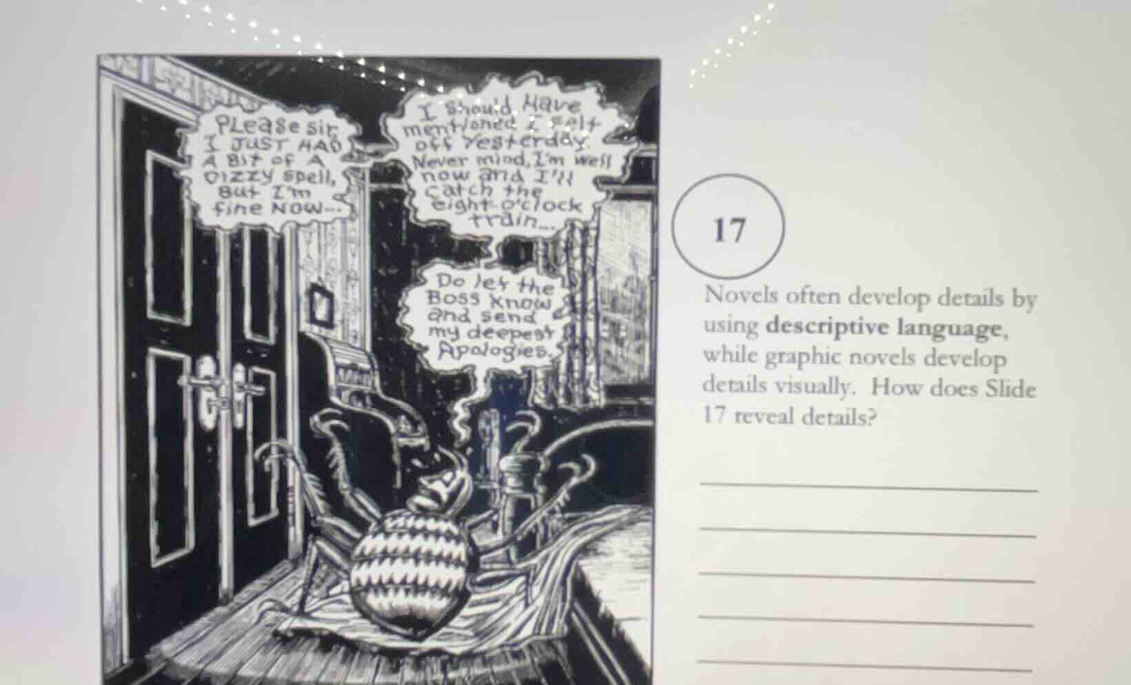 17 novels often develop details by using descriptive language, while gr…