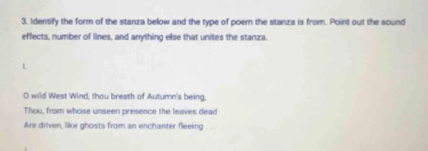 3. identify the form of the stanza below and the type of poem the stanz…