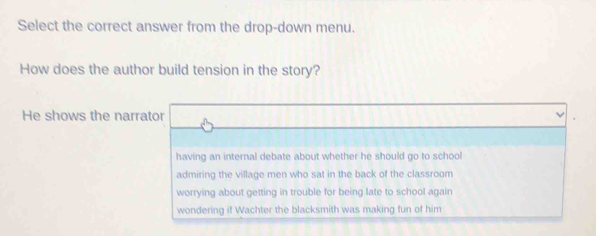 select the correct answer from the drop - down menu. how does the autho…