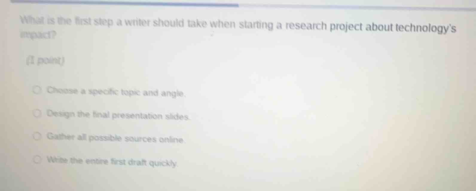 what is the first step a writer should take when starting a research pr…