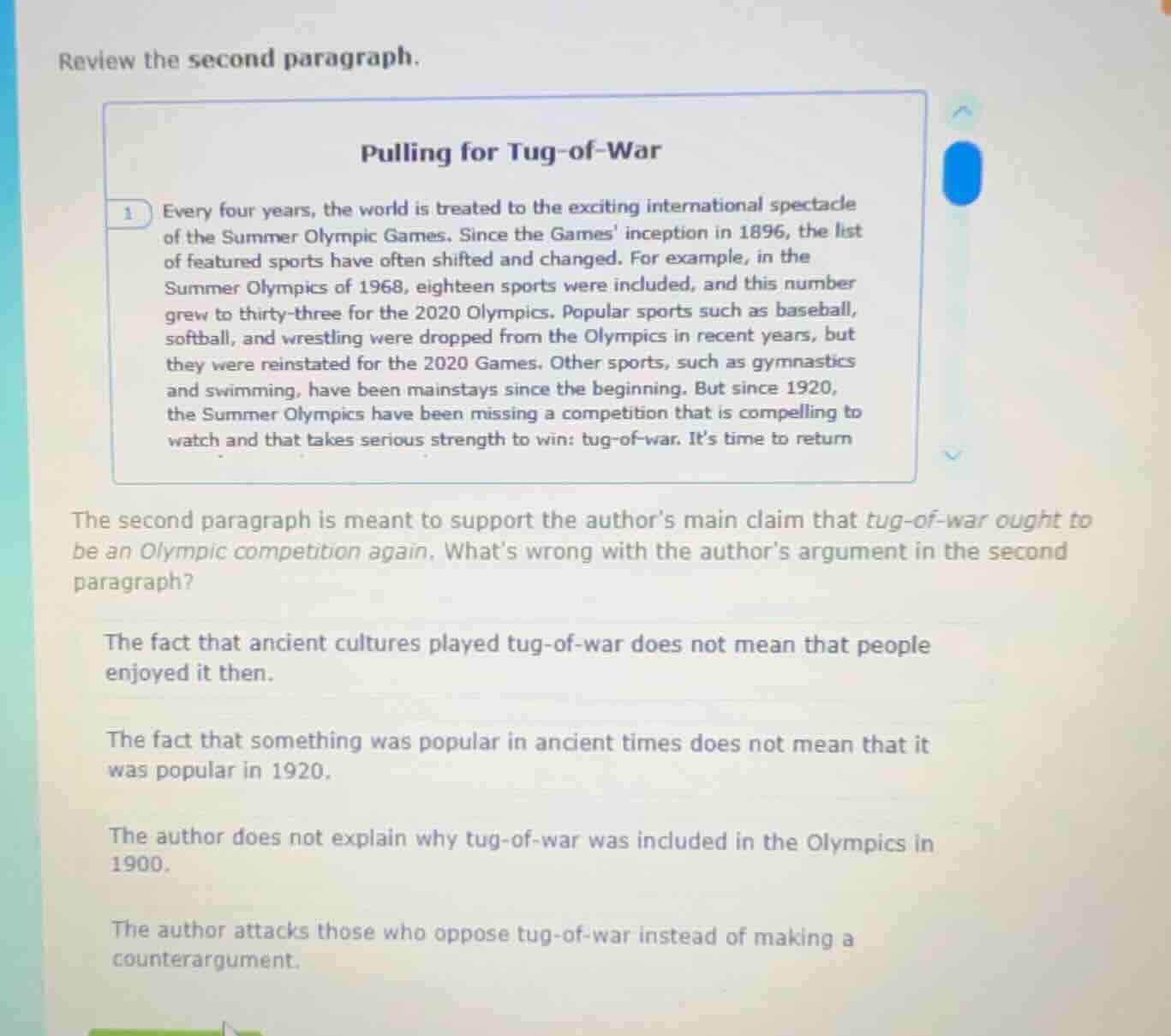 review the second paragraph. pulling for tug-of-war 1 every four years,…