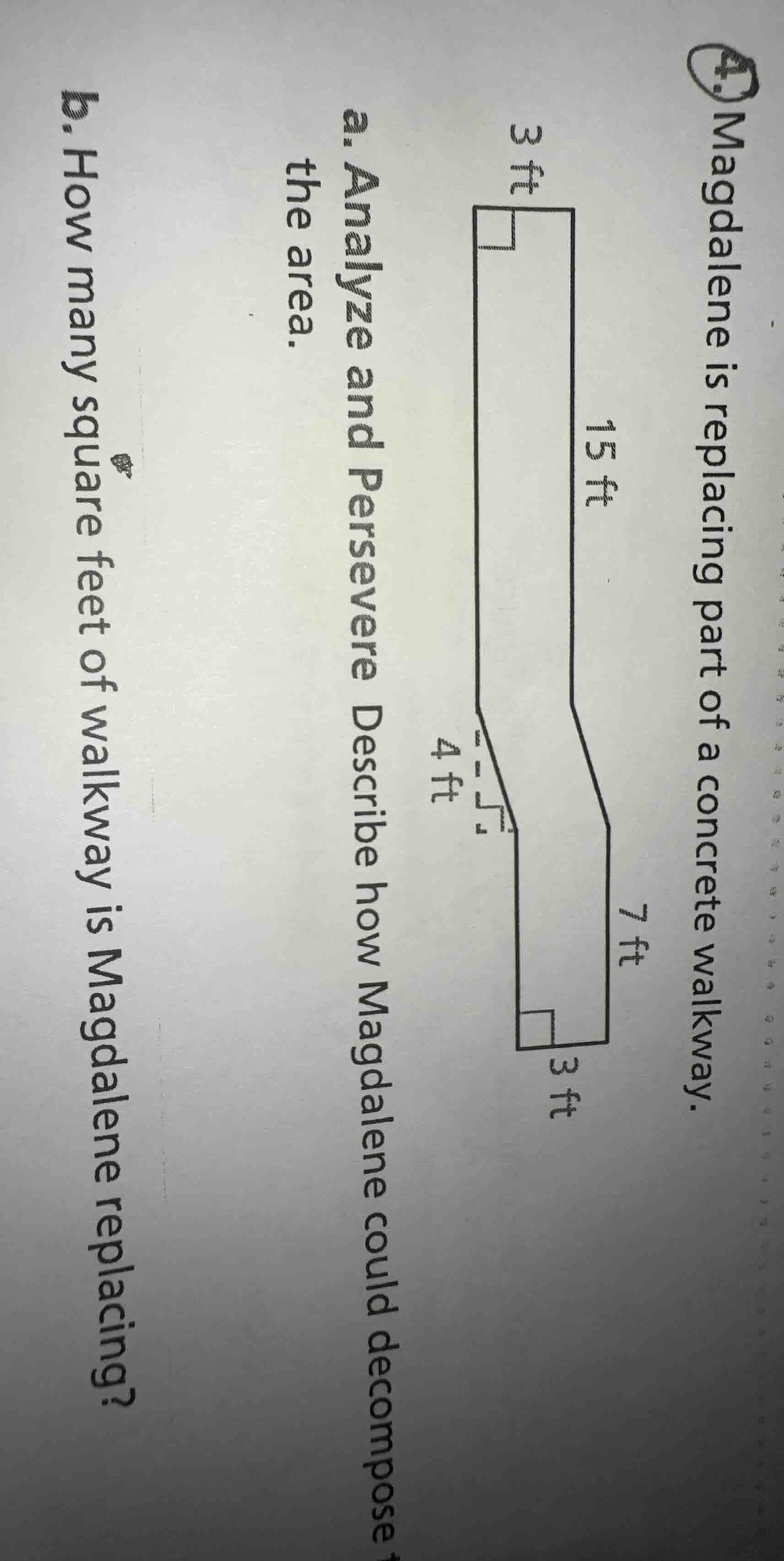 4. magdalene is replacing part of a concrete walkway. a. analyze and pe…