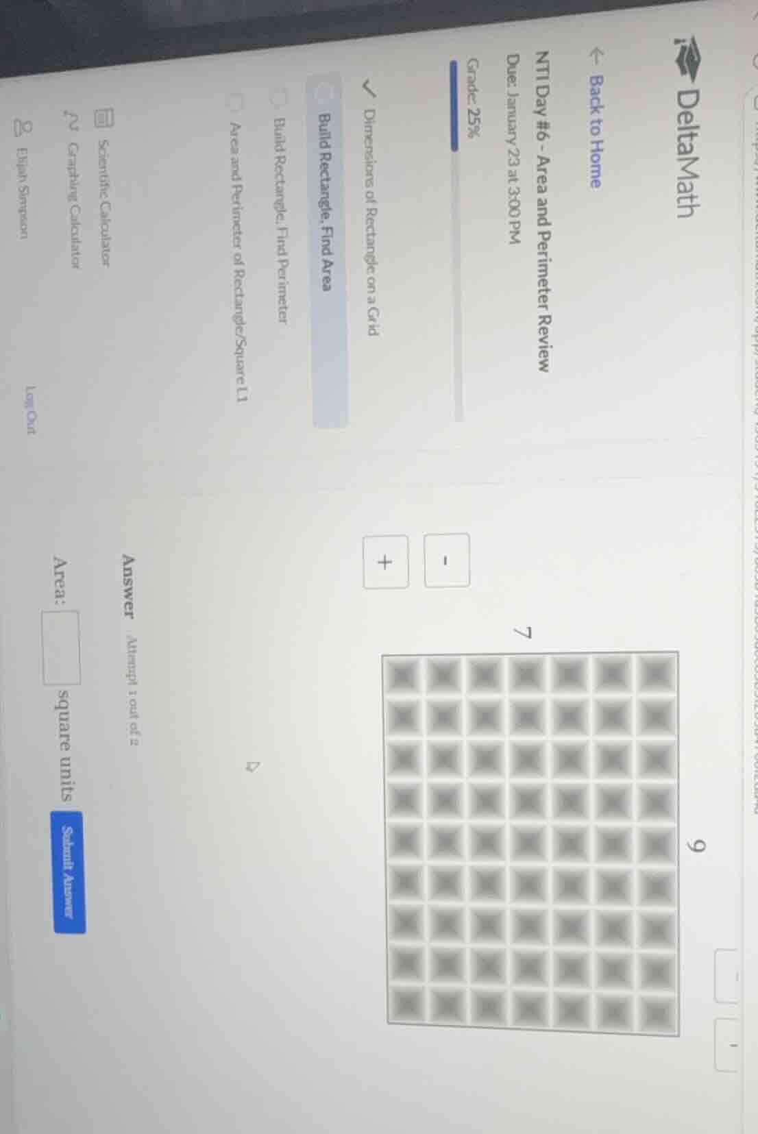 nti day #6 - area and perimeter review due: january 23 at 3:00 pm grade…