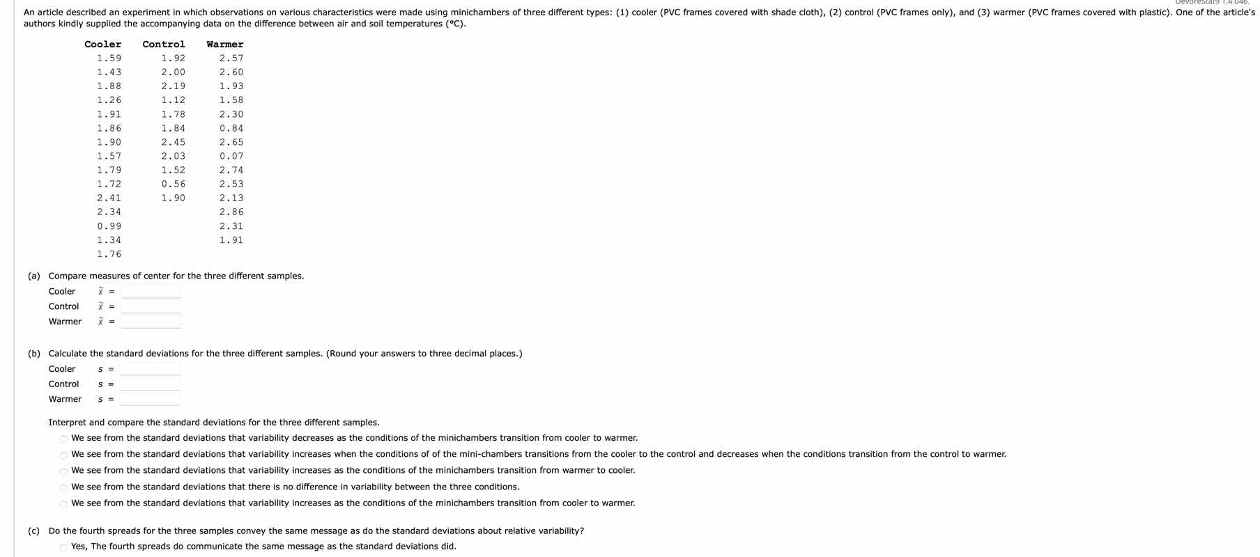 an article described an experiment in which observations on various cha…