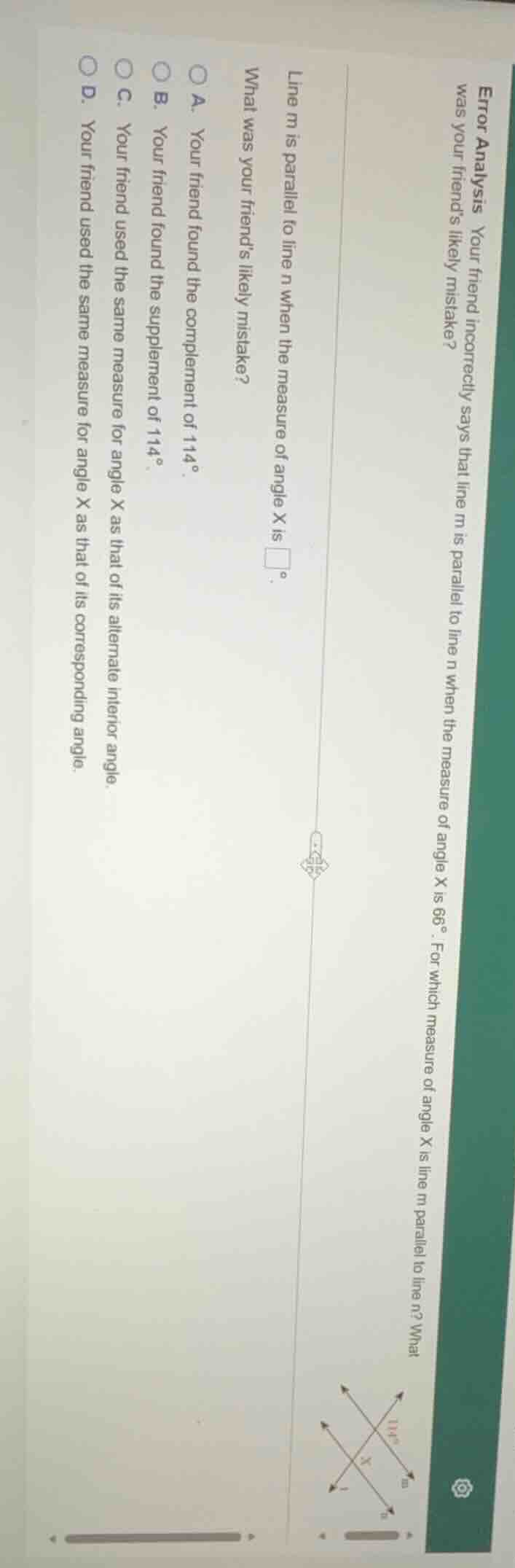 error analysis your friend incorrectly says that line m is parallel to …