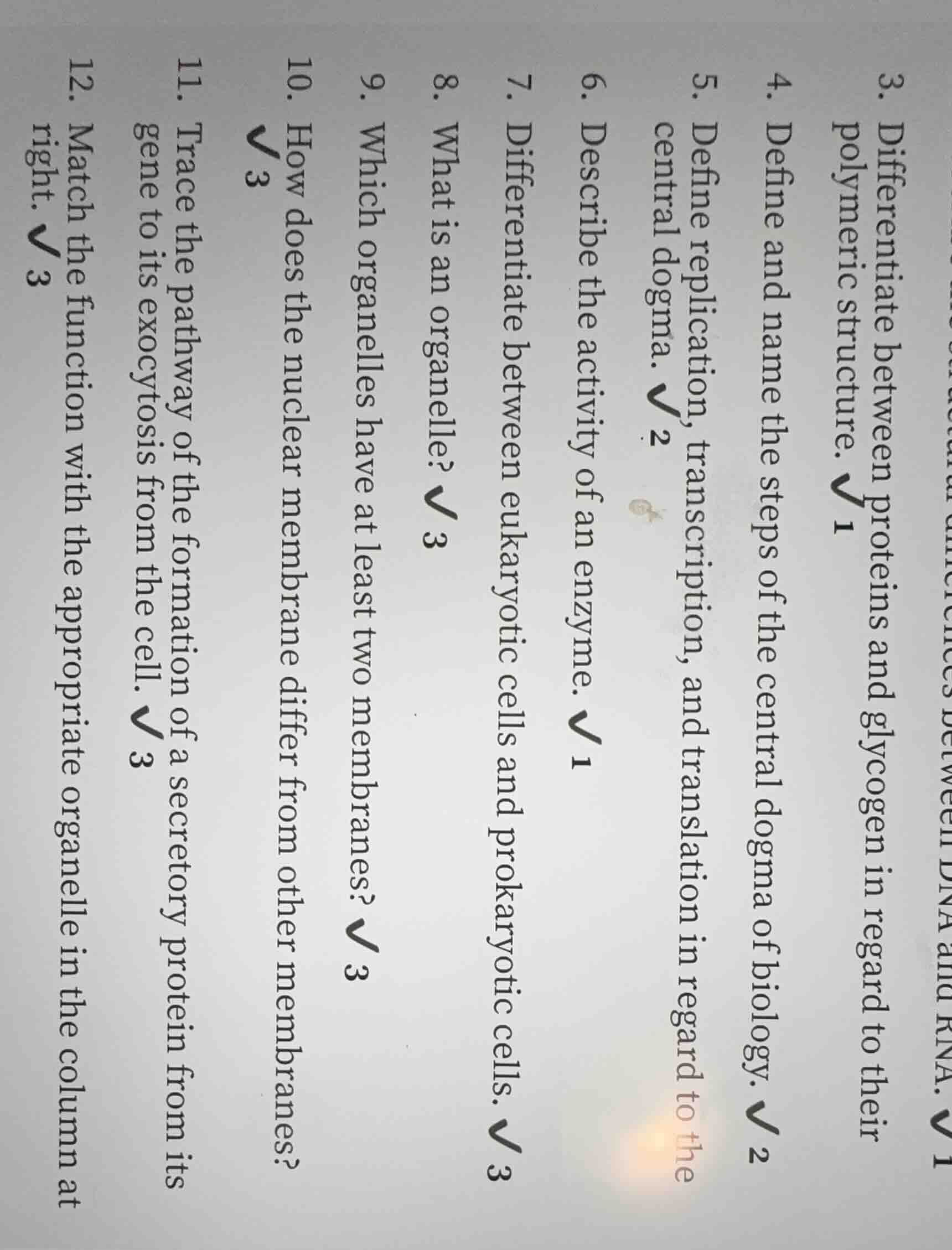 3. differentiate between proteins and glycogen in regard to their polym…
