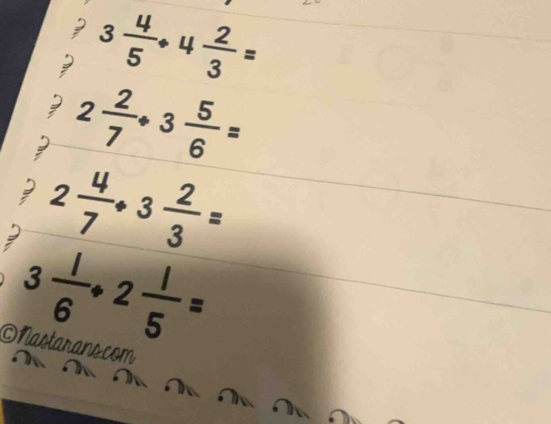 3\\frac{4}{5}+4\\frac{2}{3}=\ 2\\frac{2}{7}+3\\frac{5}{6}=\ 2\\frac{4}{…