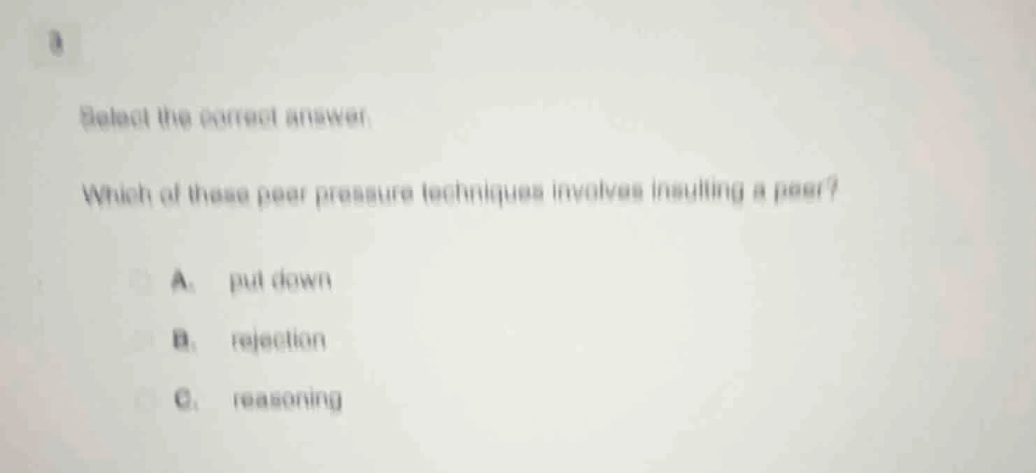 select the correct answer. which of these poor pressure techniques invo…