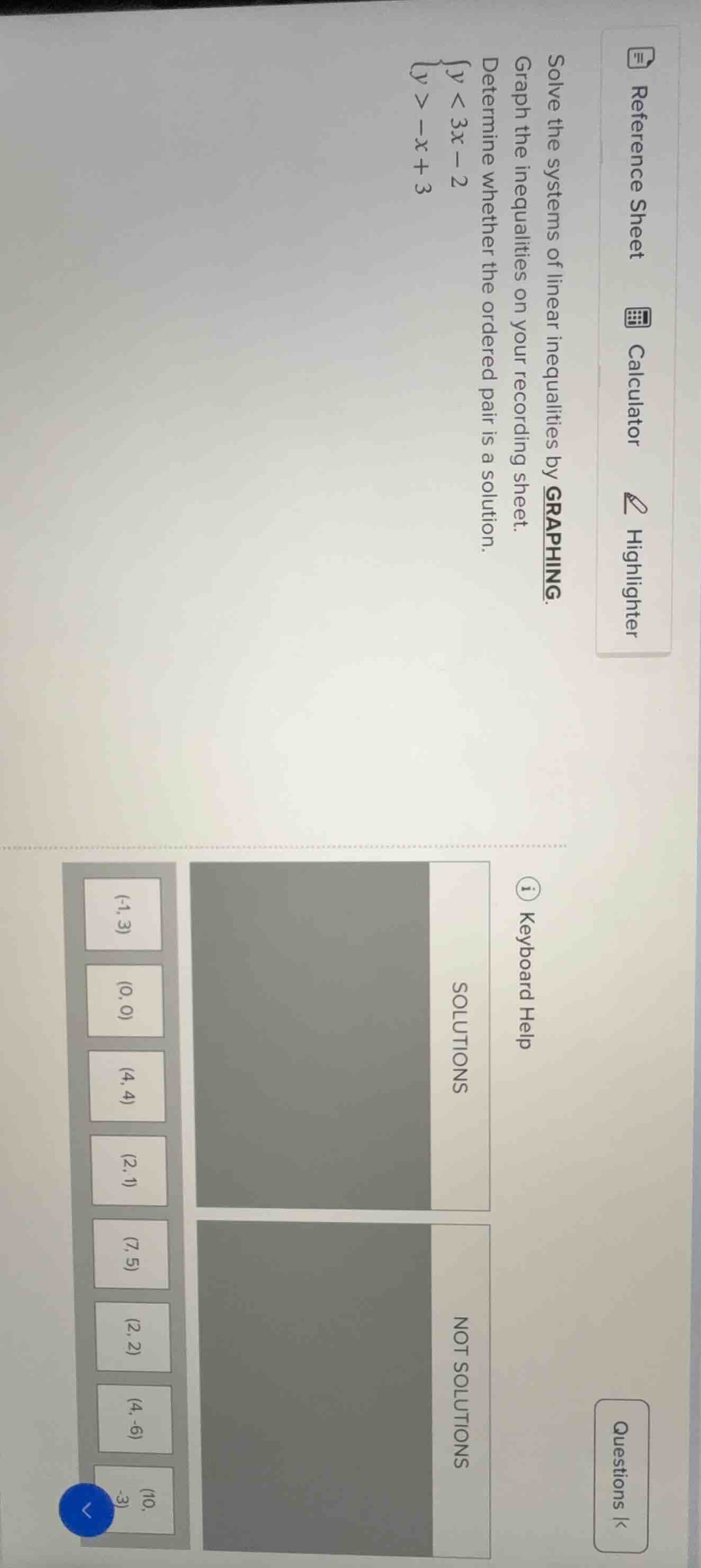 solve the systems of linear inequalities by graphing. graph the inequal…