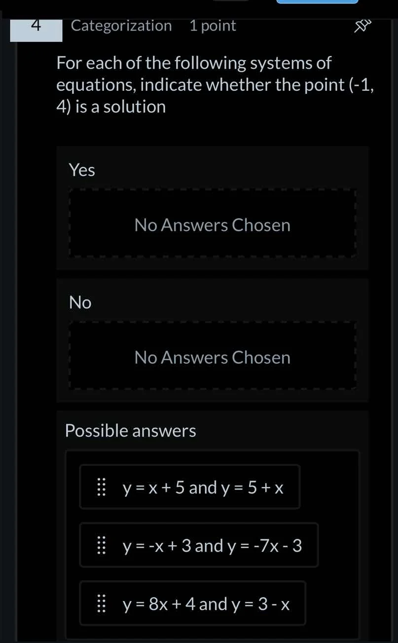 for each of the following systems of equations, indicate whether the po…