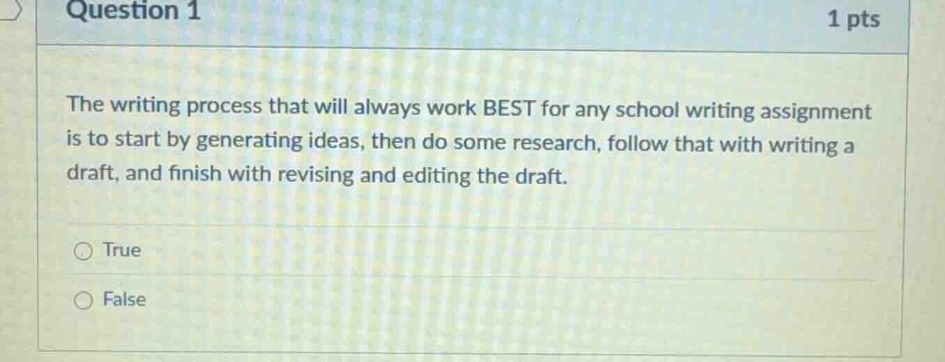 question 1 1 pts the writing process that will always work best for any…