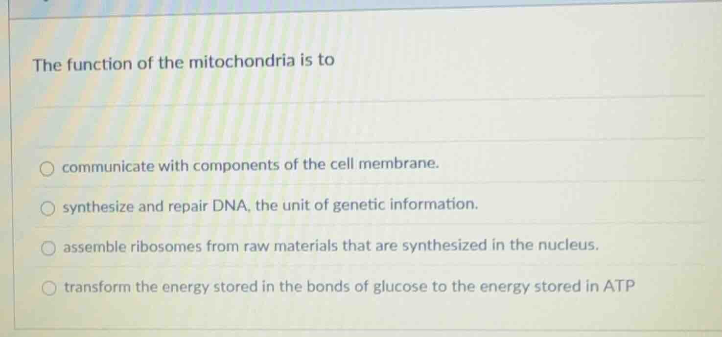 the function of the mitochondria is to communicate with components of t…
