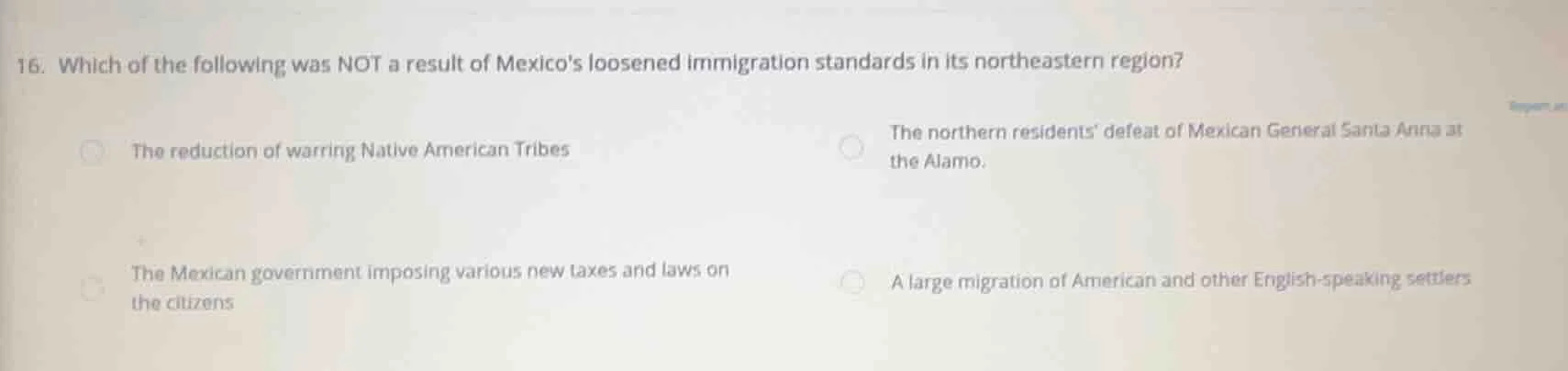 16. which of the following was not a result of mexicos loosened immigra…