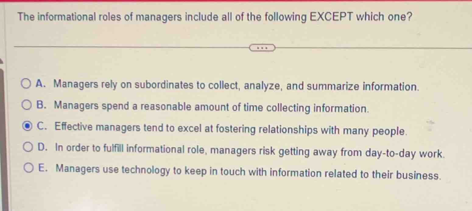 the informational roles of managers include all of the following except…