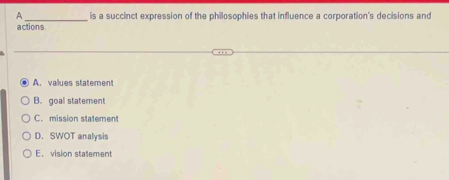 a _________ is a succinct expression of the philosophies that influence…