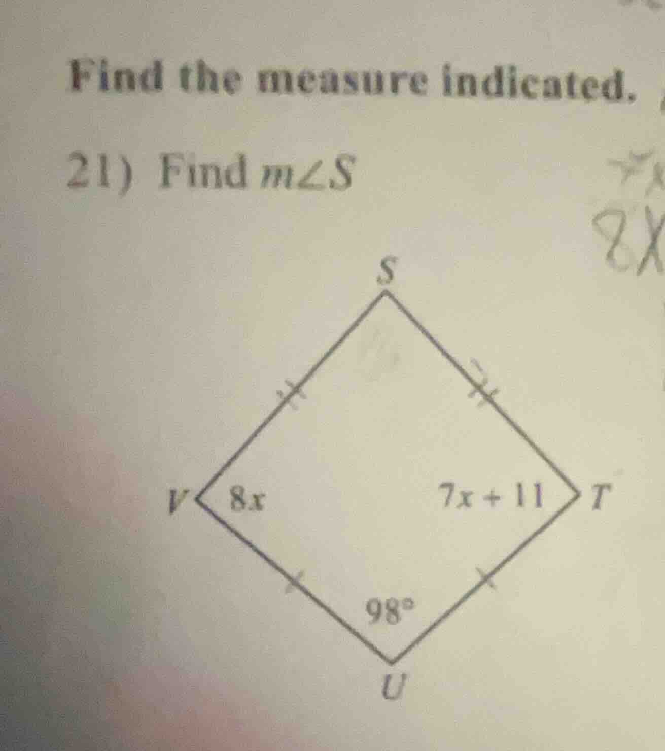 find the measure indicated. 21) find ( mangle s )