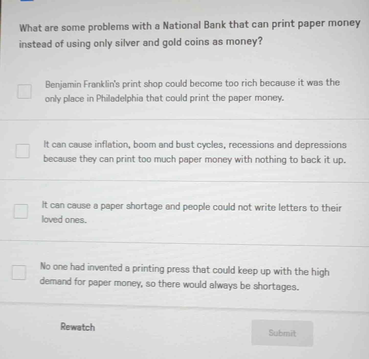 what are some problems with a national bank that can print paper money …
