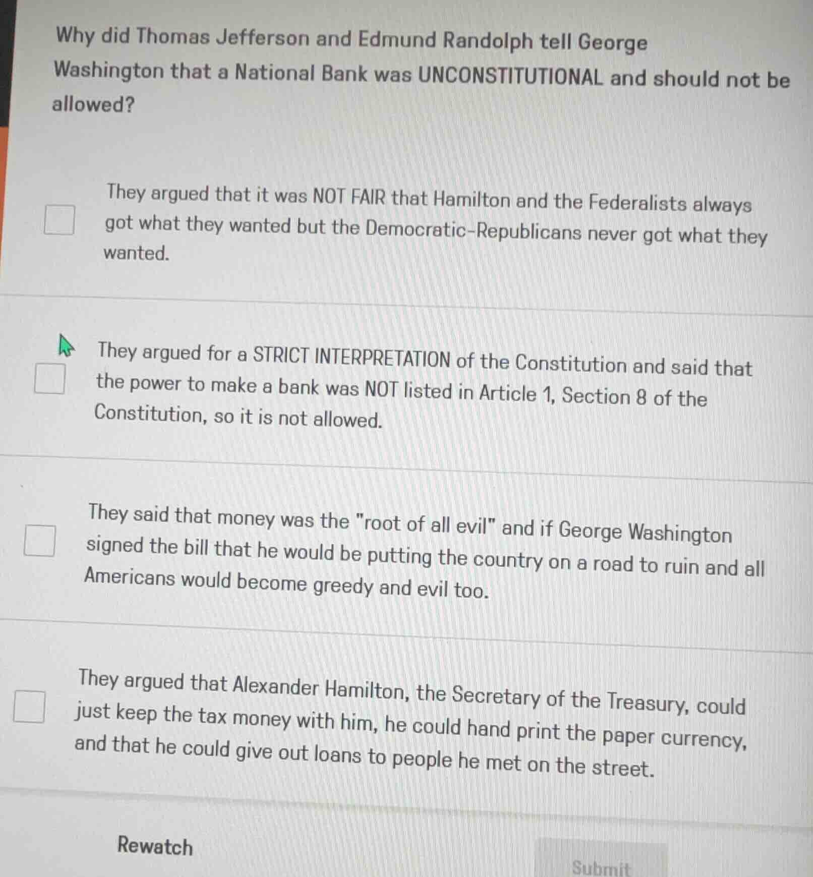 why did thomas jefferson and edmund randolph tell george washington tha…