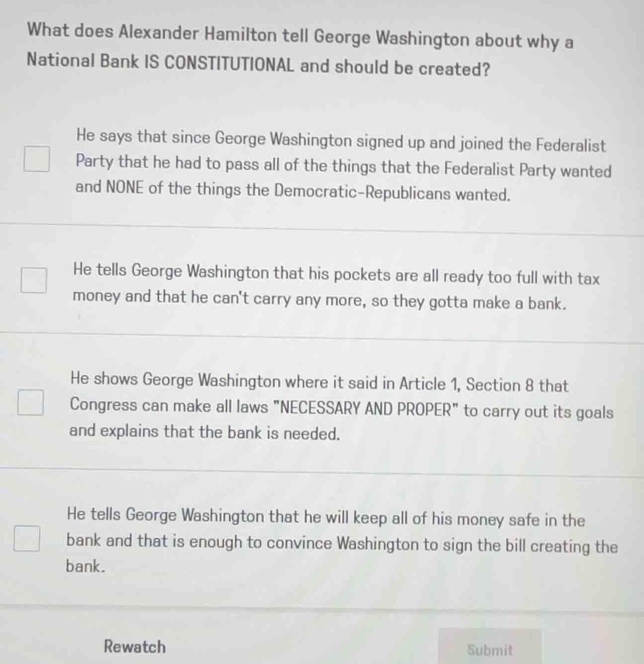 what does alexander hamilton tell george washington about why a nationa…