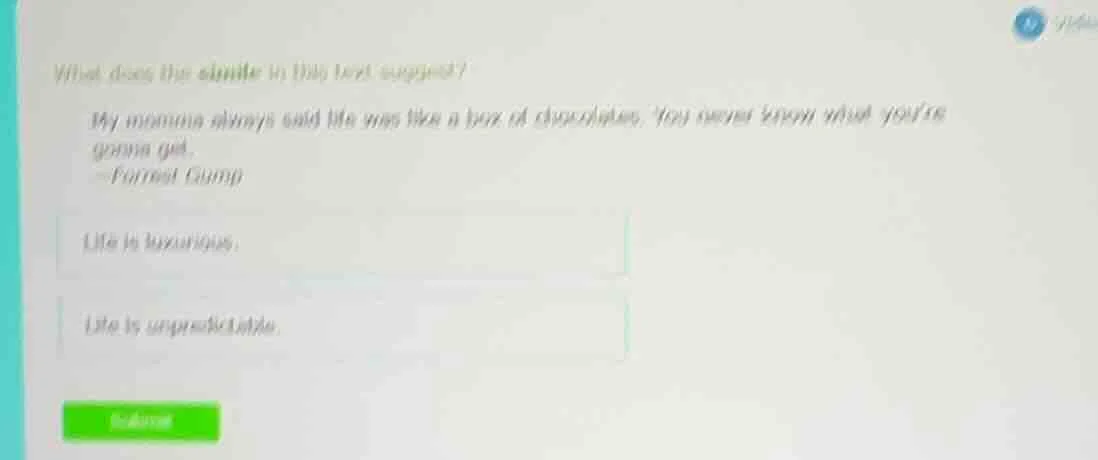 what does the simile in this text suggest? my momma always said life wa…