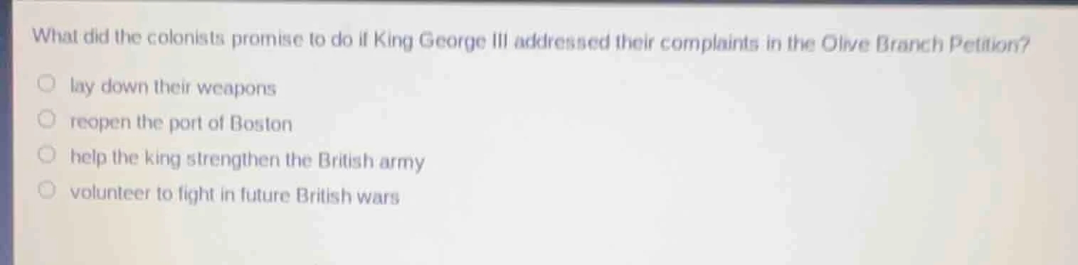 what did the colonists promise to do if king george iii addressed their…