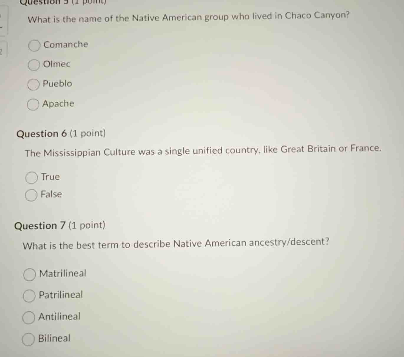 question 5 (1 point) what is the name of the native american group who …