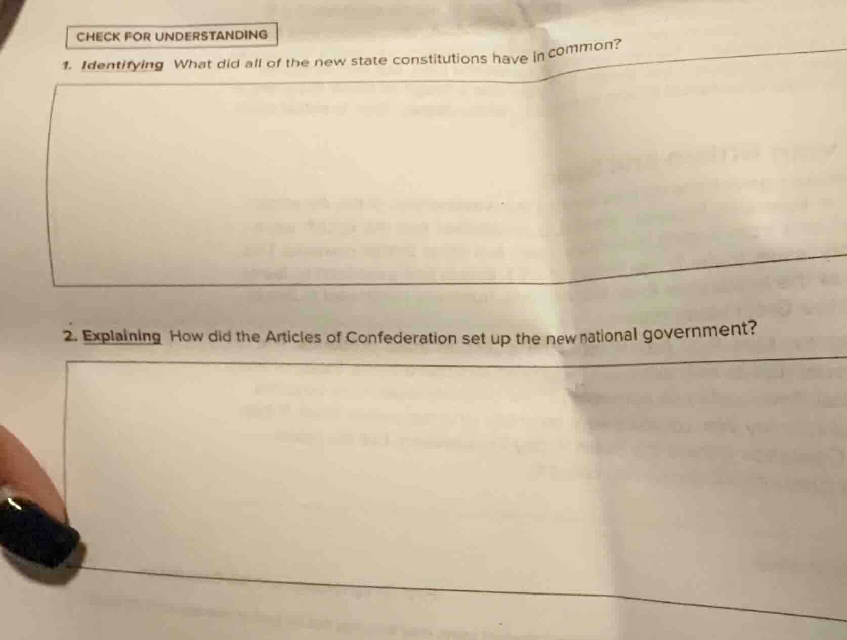 check for understanding 1. identifying what did all of the new state co…