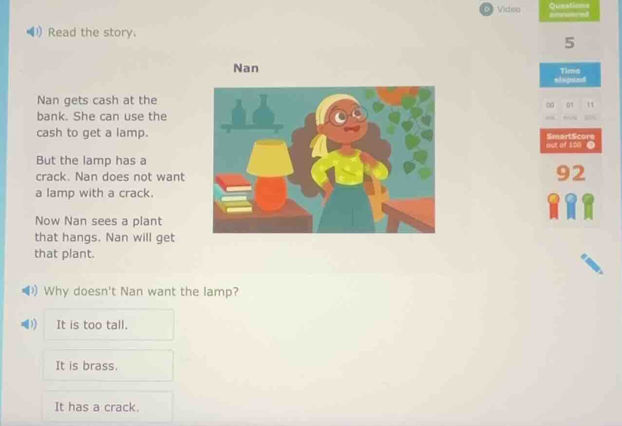 read the story. nan nan gets cash at the bank. she can use the cash to …