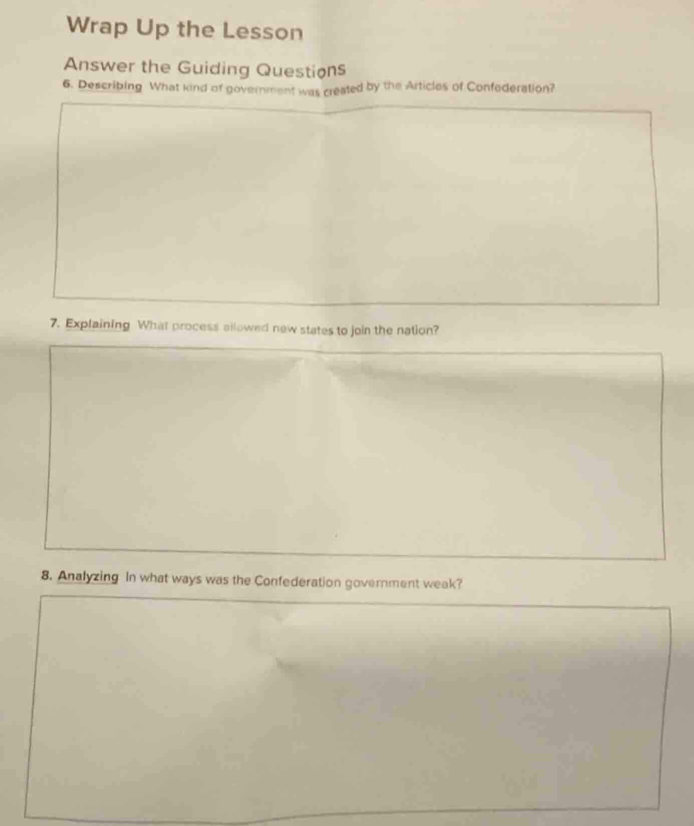 wrap up the lesson answer the guiding questions 6. describing what kind…