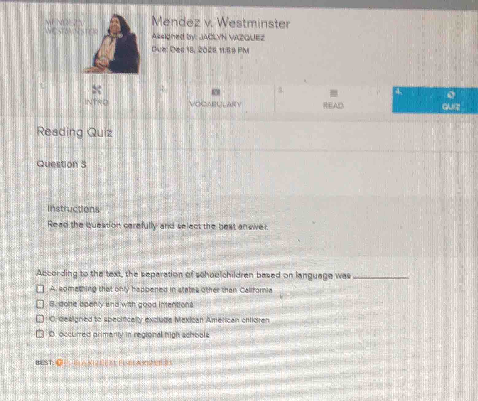 mendez v. westminster assigned by: jaclyn vazquez due: dec 18, 2025 11:…
