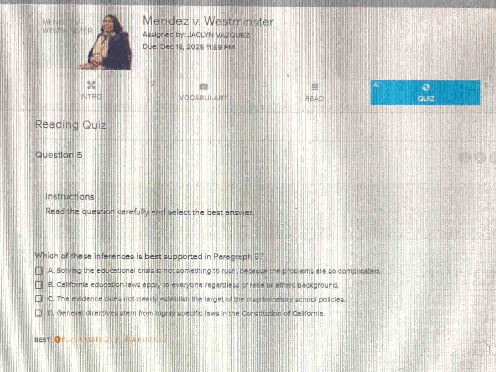 mendez v. westminster assigned by: jaclyn vazquez due: dec 18, 2025 11:…