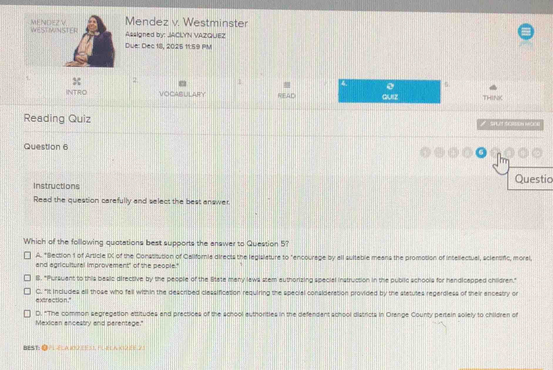 mendez v. westminster assigned by: jaclyn vazquez due: dec 18, 2025 11:…