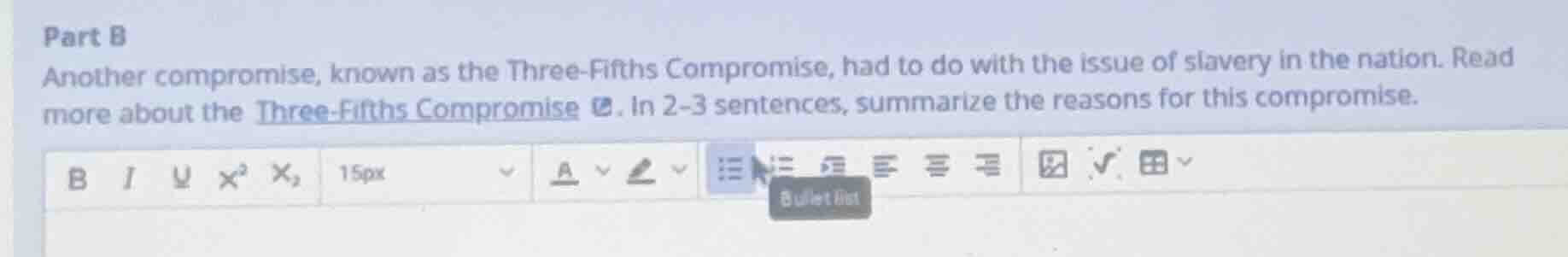 part b another compromise, known as the three - fifths compromise, had …