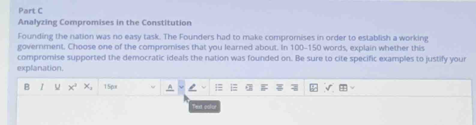 part c analyzing compromises in the constitution founding the nation wa…