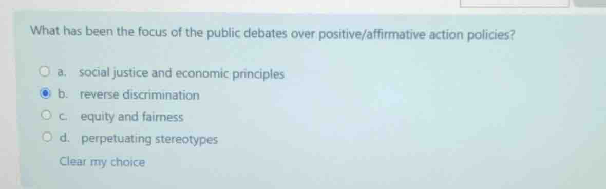 what has been the focus of the public debates over positive/affirmative…